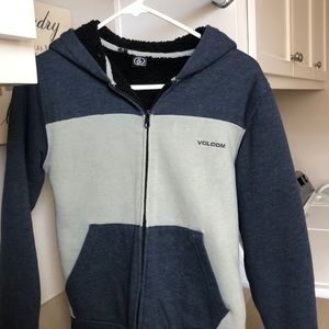 Volcom boys medium zip up hoodie Sherpa inside